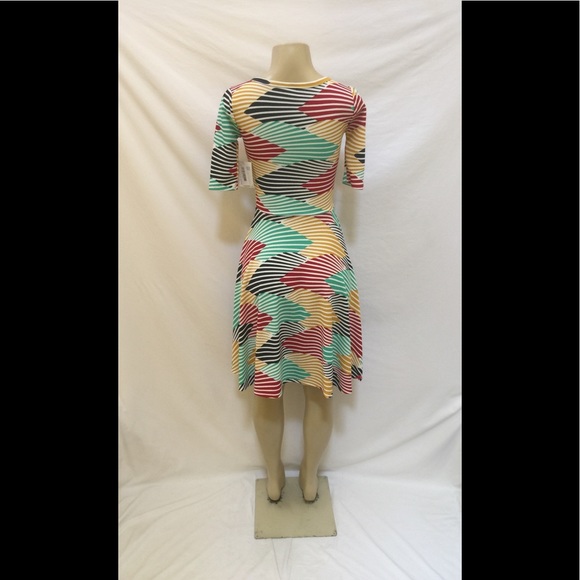 NWT LuLaRoe XXS Nicole Multi-Color Striped Dress - Picture 4 of 8